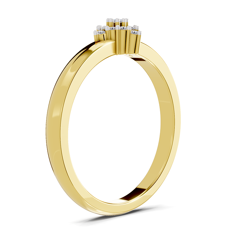 0.12 Carat Diamond Kite Cluster Promise Engagement Ring | 14K Yellow Gold