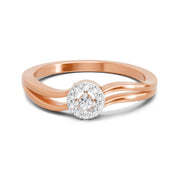 0.09 Ct Round Halo Ring  14K Rose Gold