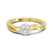 0.09 Ct Round Halo Ring  14K Yellow Gold
