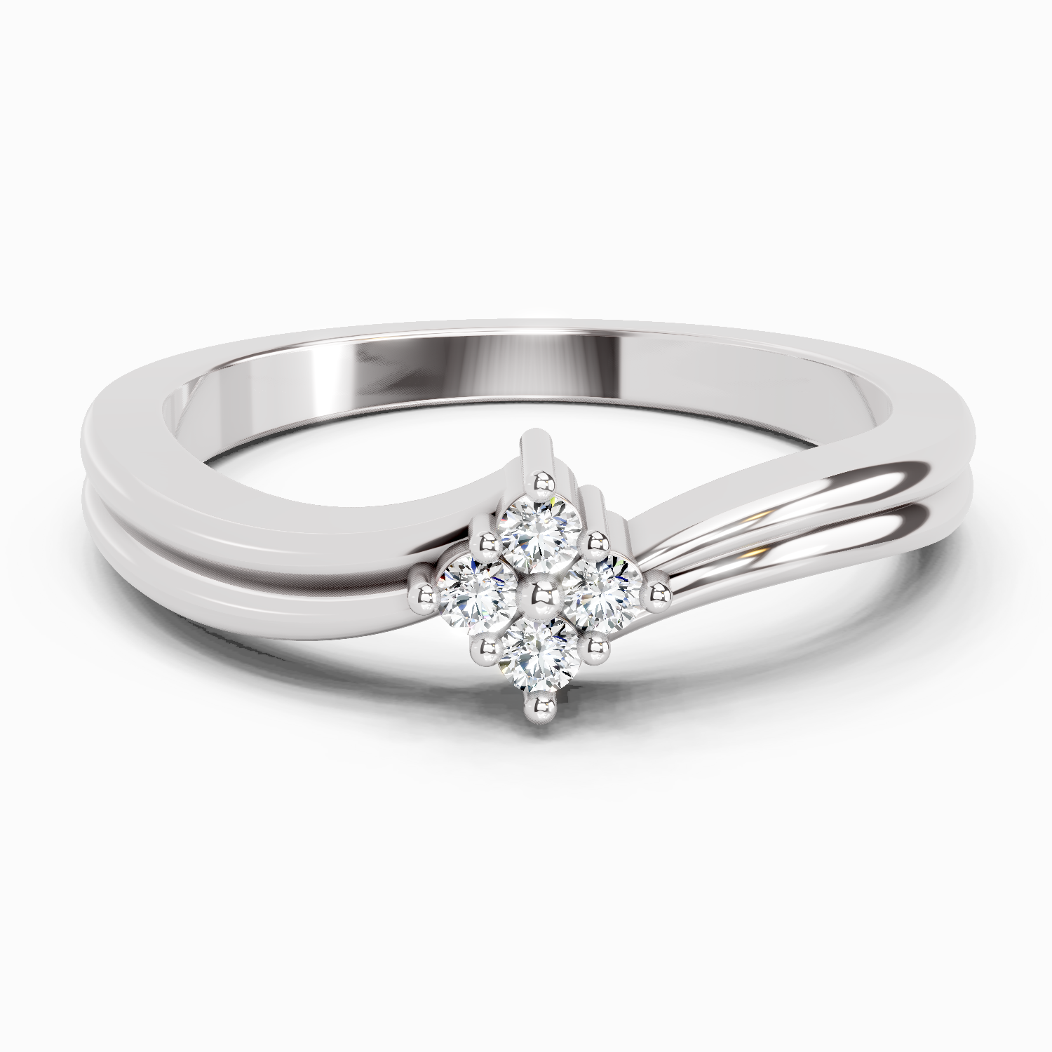 0.08 Carat Round Shape Diamond Ring | 14K White Gold