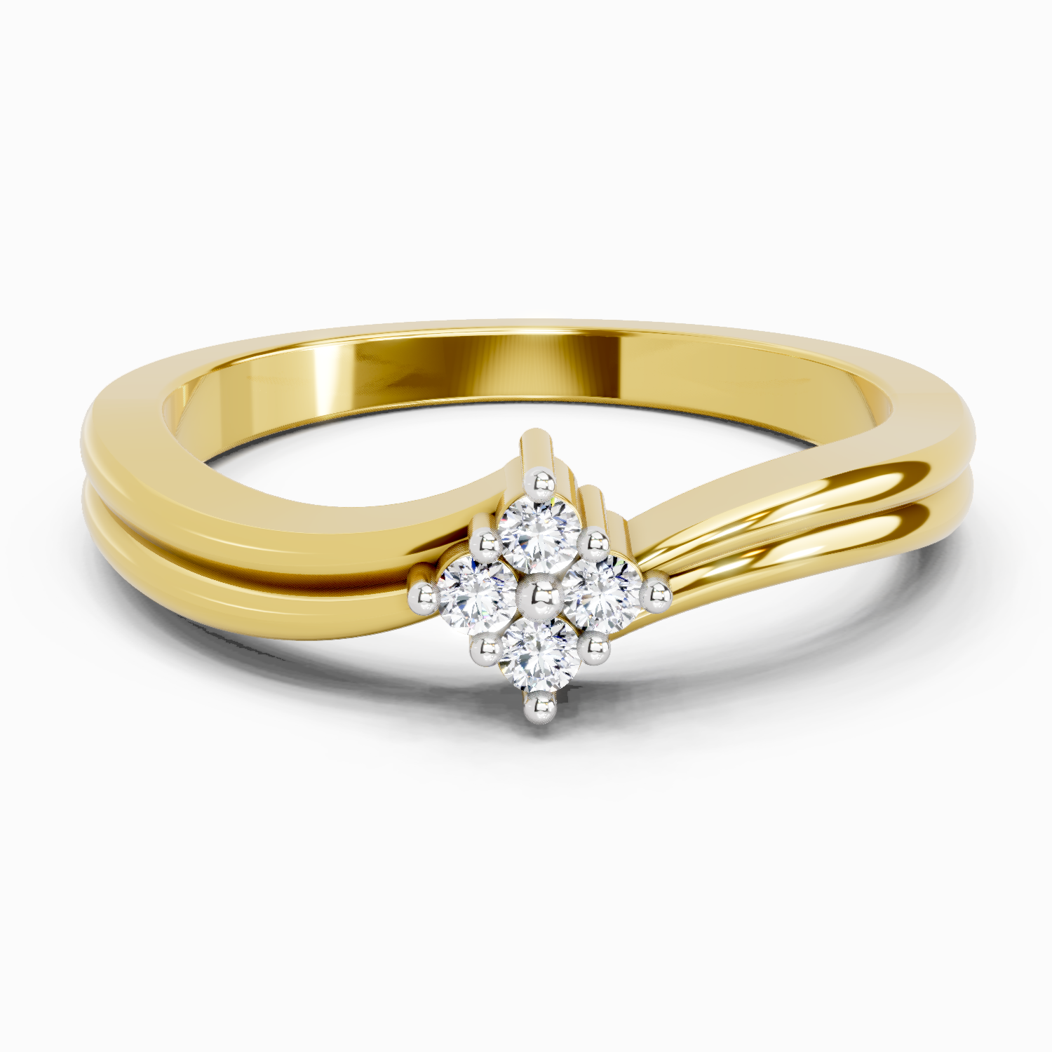 0.08 Carat Round Shape Diamond Ring | 14K Yellow Gold
