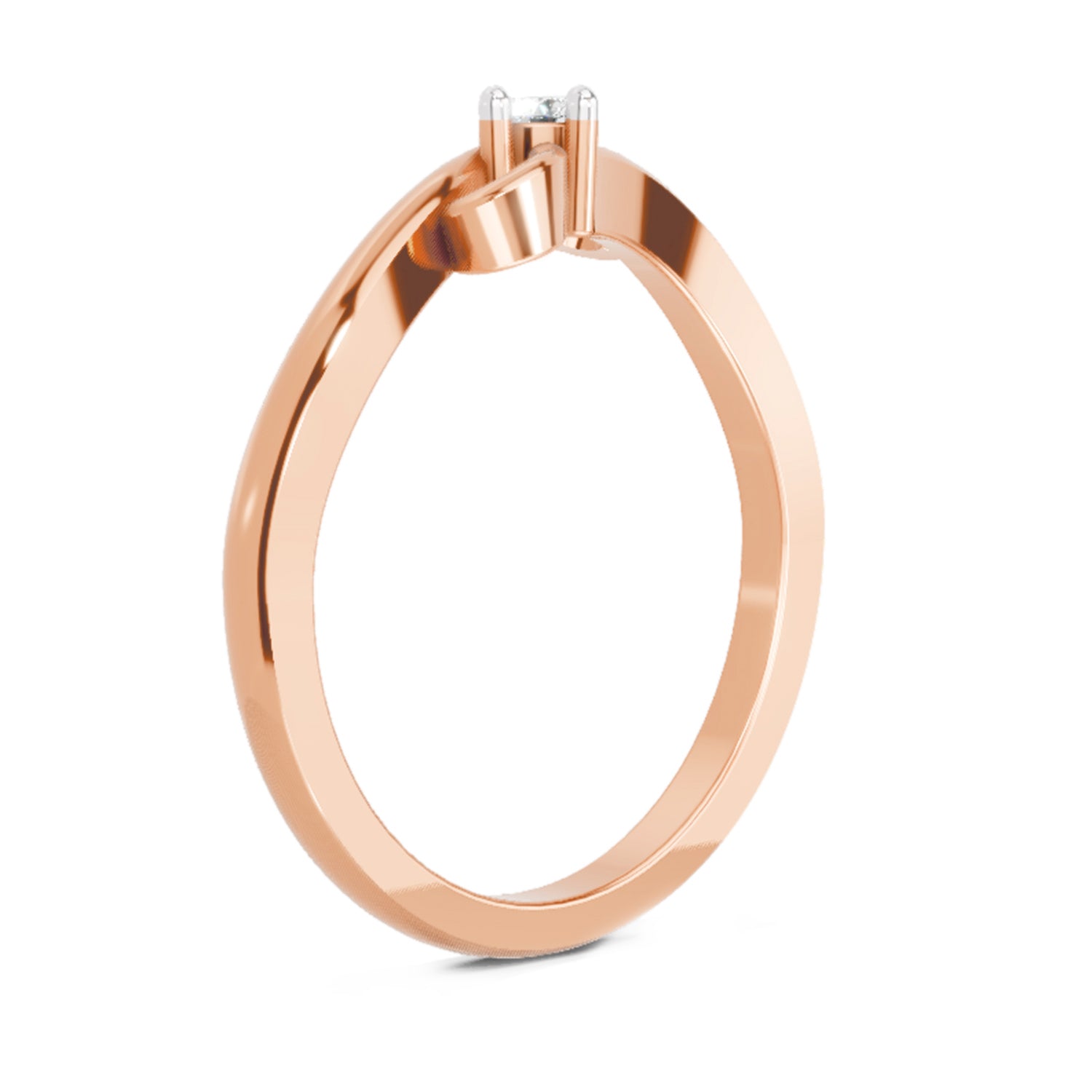 0.07 Ct Round Solitaire Ring  14K Rose Gold