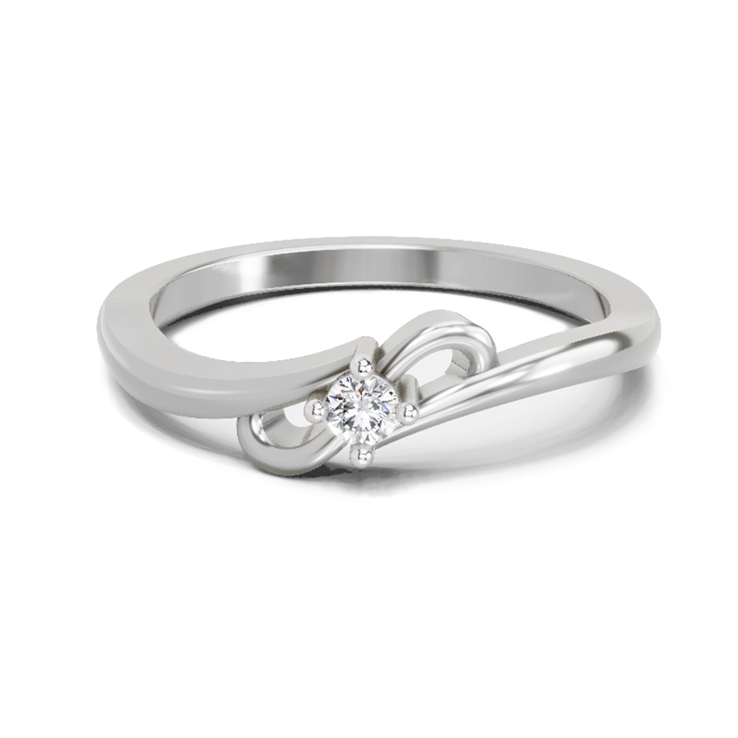 0.07 Ct Round Solitaire Ring  14K White Gold