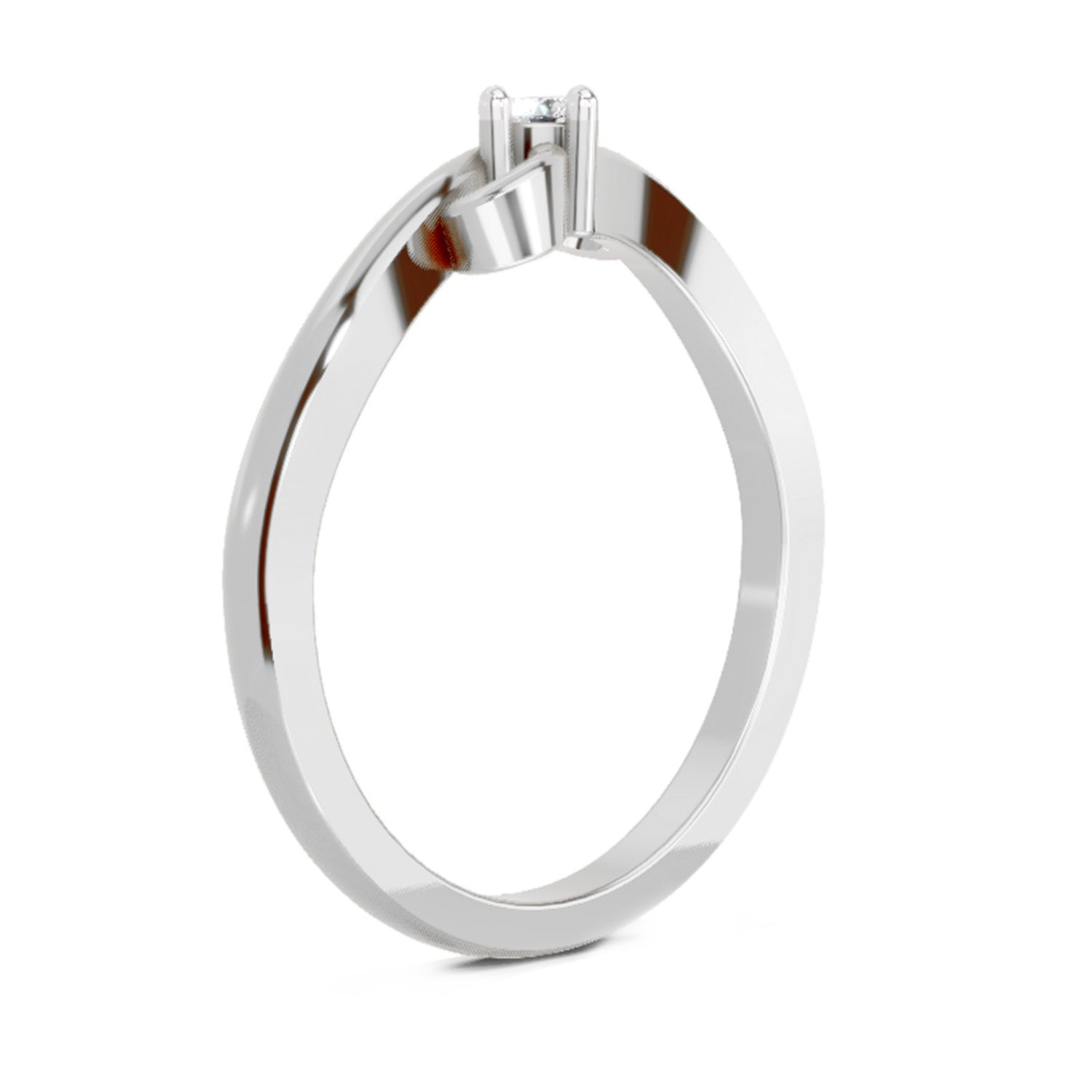 0.07 Ct Round Solitaire Ring  14K White Gold
