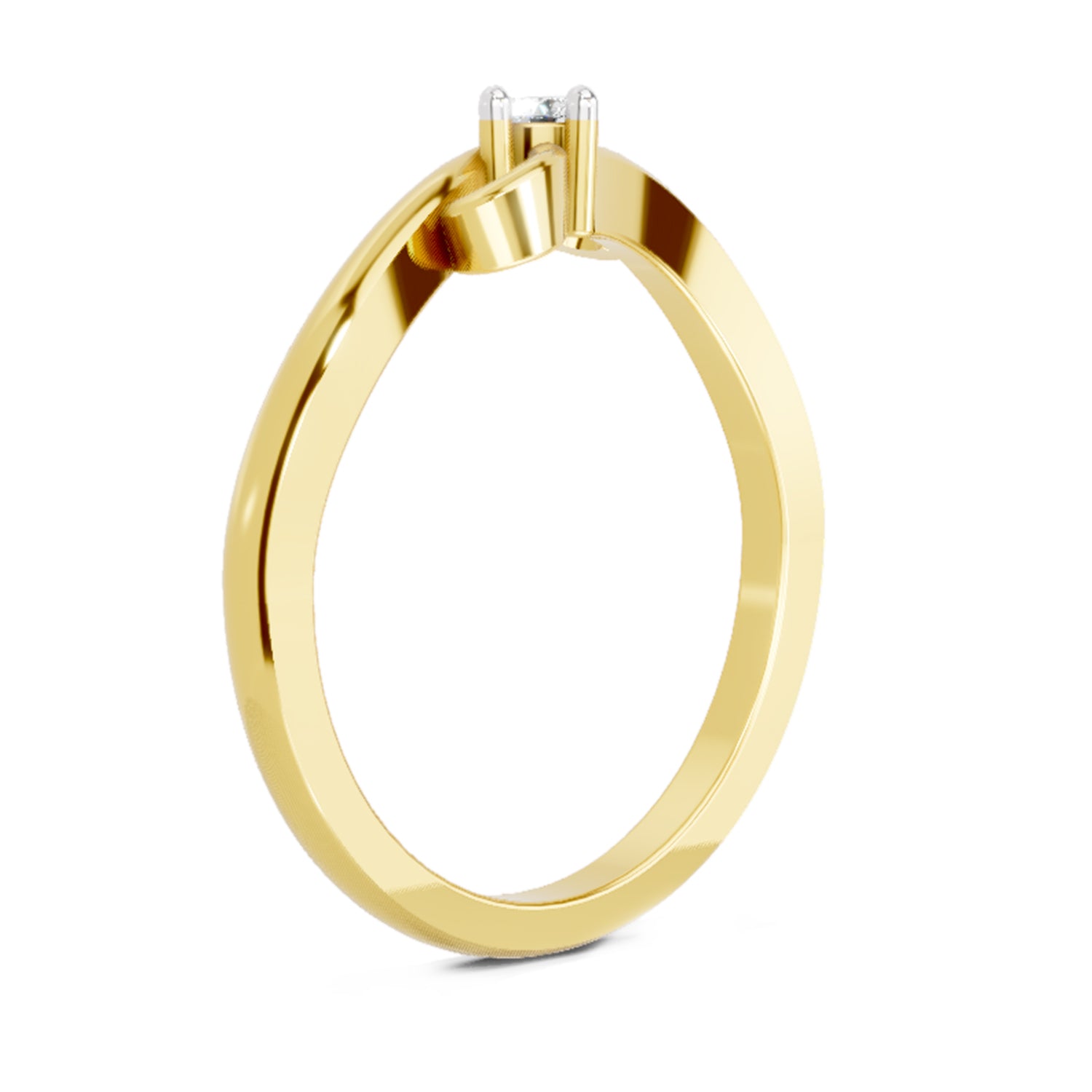 0.07 Ct Round Solitaire Ring  14K Yellow Gold