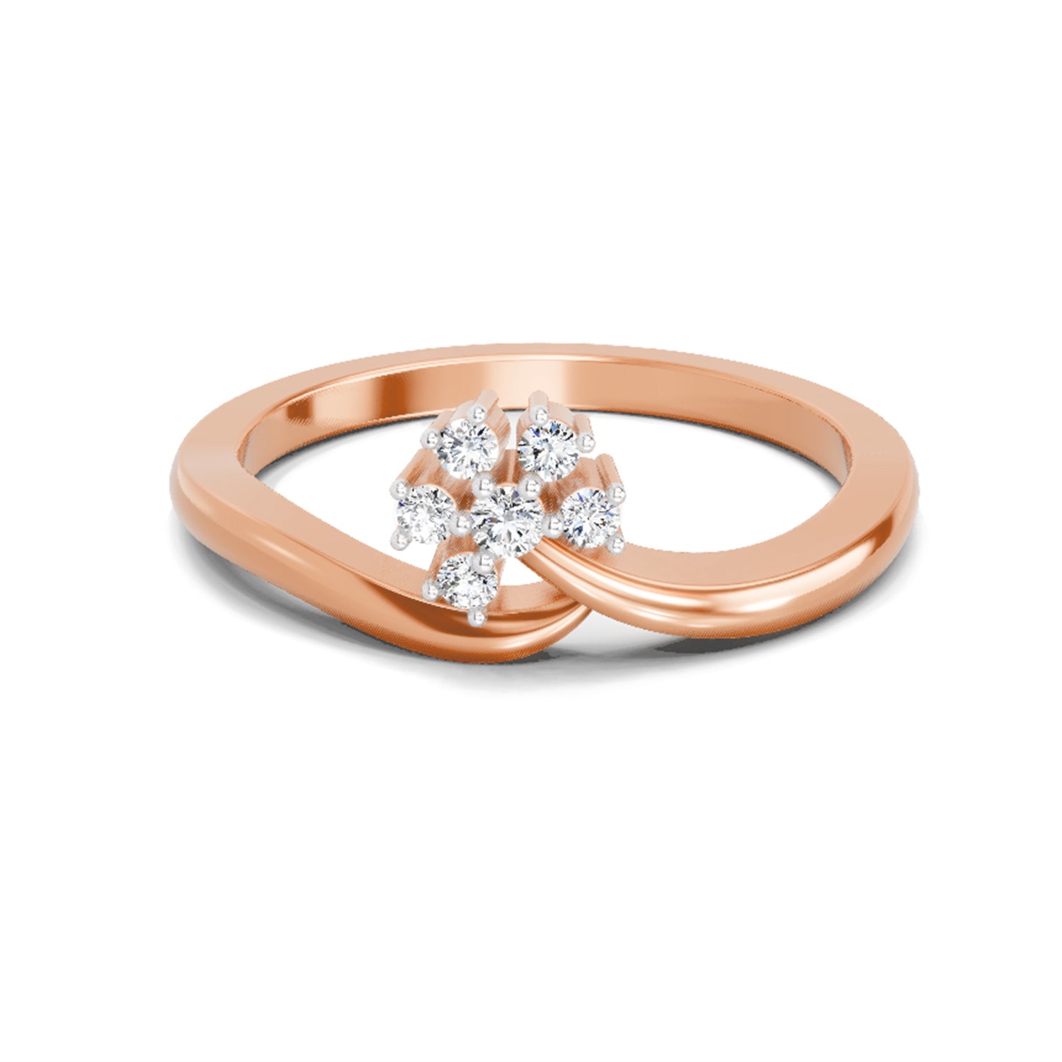 0.11 Ct Round Shape Diamond Ring  14K Rose Gold