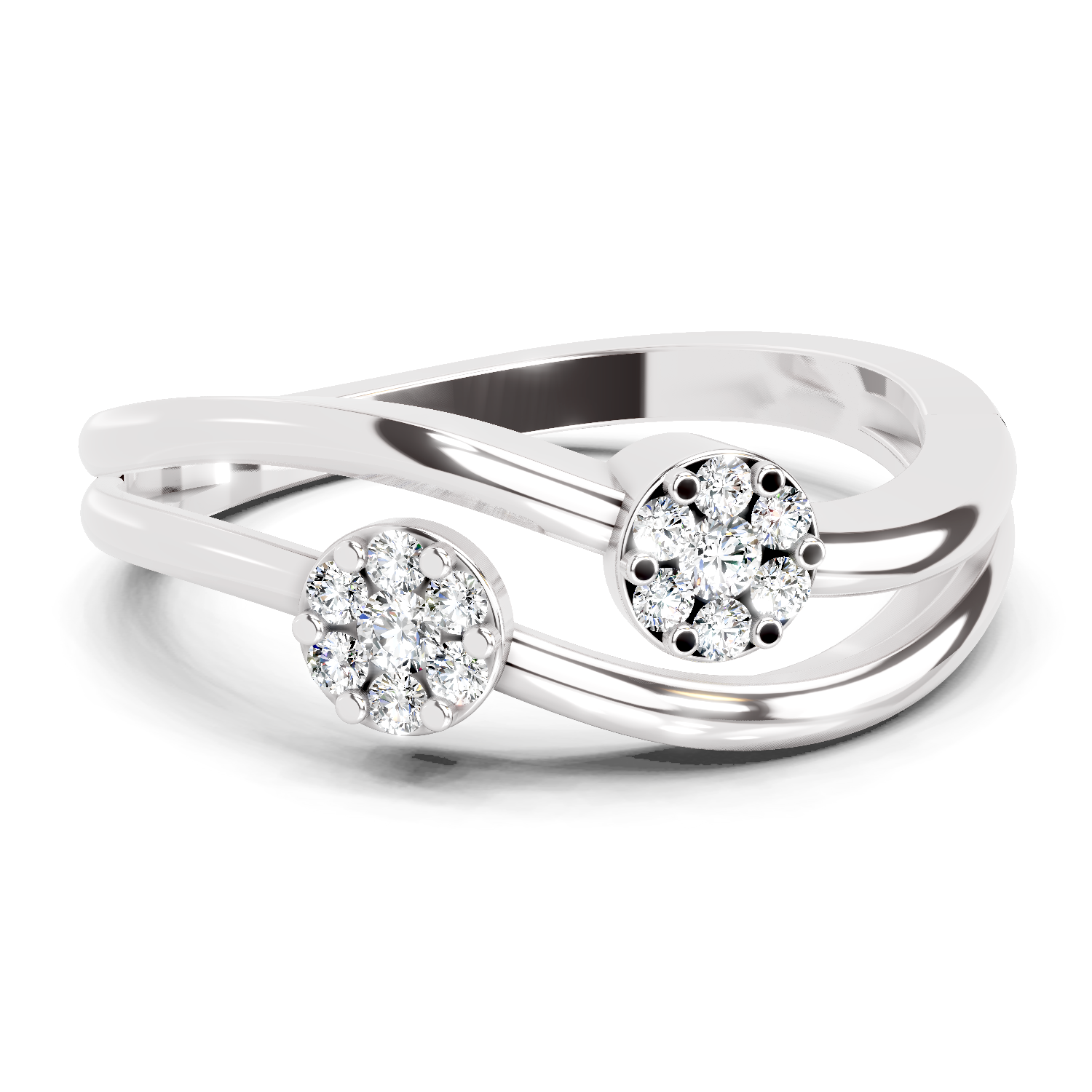 0.07 Carat Twin Bloom Promise Engagement Ring | 14K White Gold