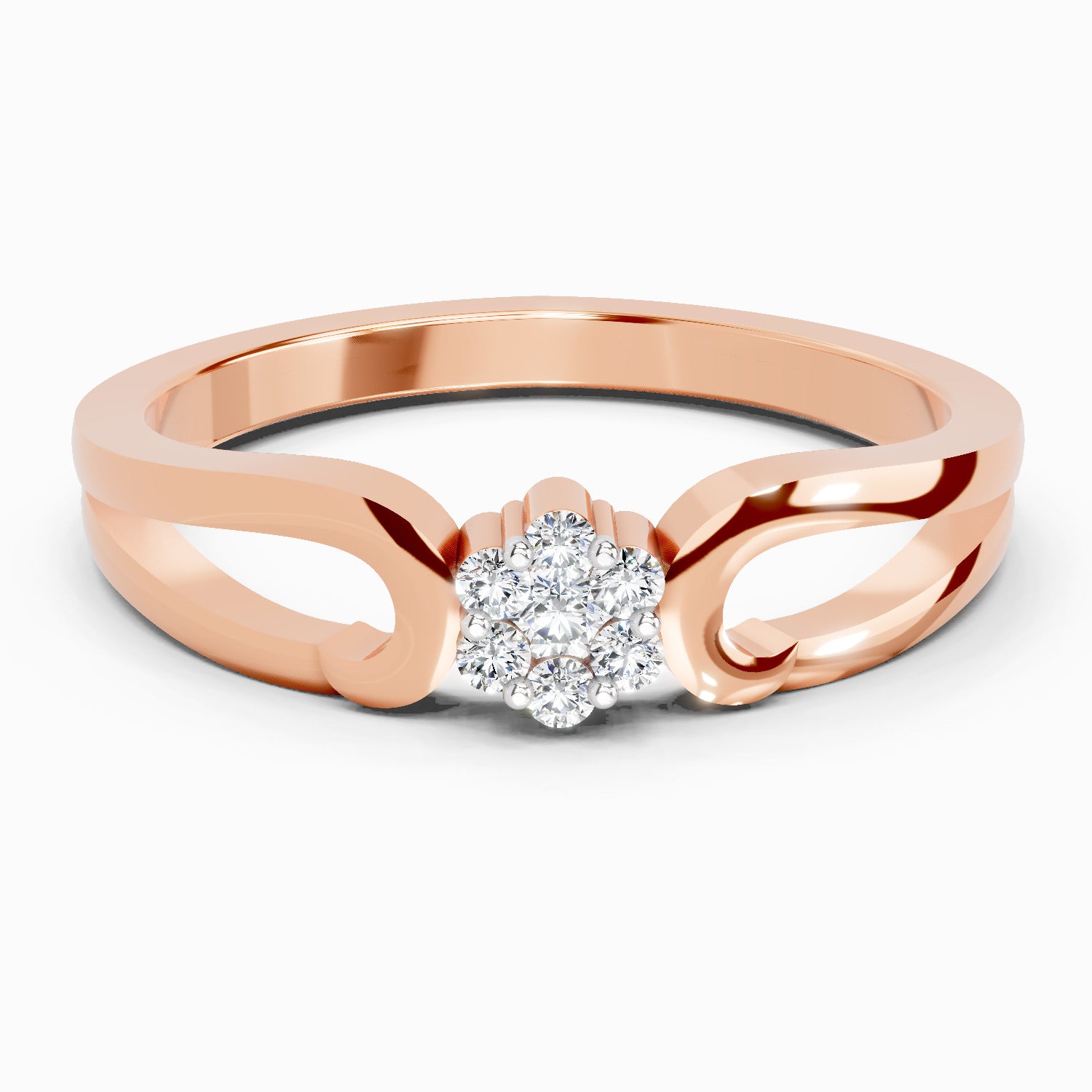 Sparkles Lab Grown Diamond 0.07 Seven-Stone Floral Cluster Ring| 14K Rose Gold