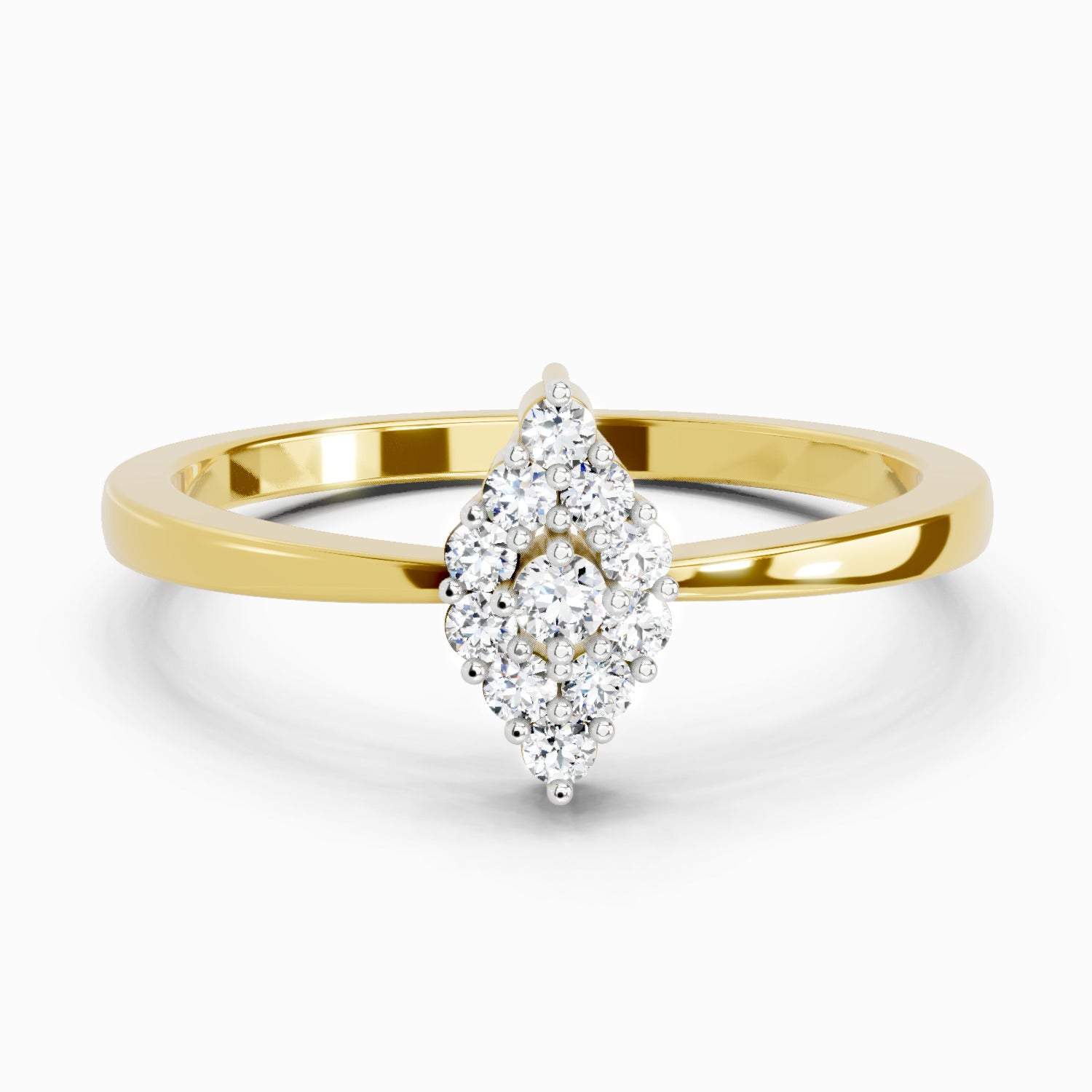 Sparkles Lab Grown Diamond 0.13 Marquise-Shaped Cluster Ring| 14K Yellow Gold