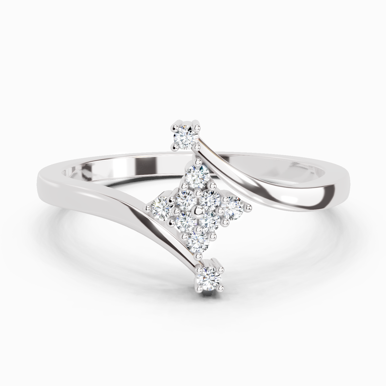 0.098 Ct Cluster Ring | 14K White Gold