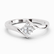 0.09 Ct Round Shape Diamond Cluster Ring | 14K White Gold