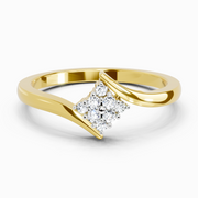 0.09 Ct Round Shape Diamond Cluster Ring | 14K Yellow Gold