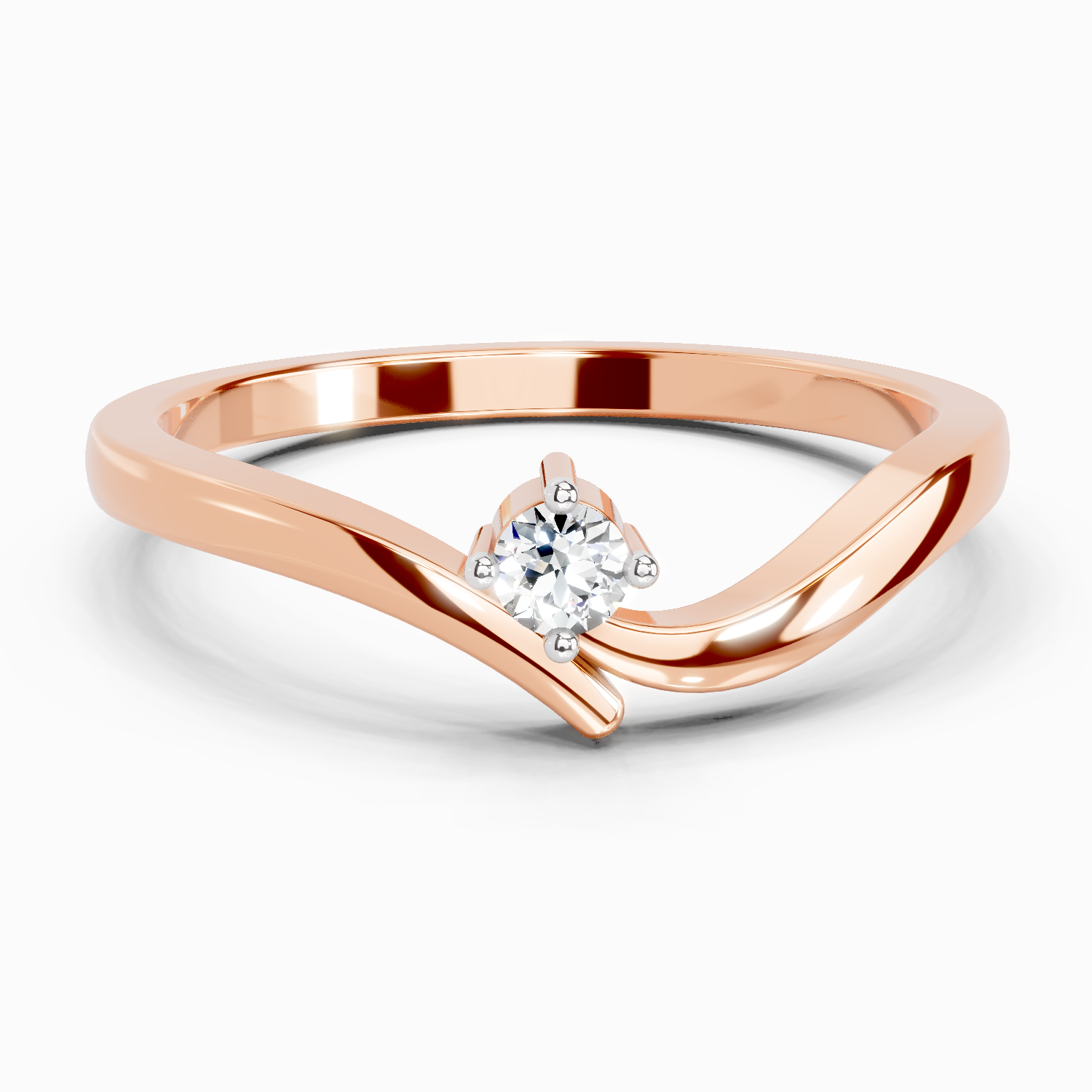 0.07 Ct Round Solitaire Ring | 14K Rose Gold