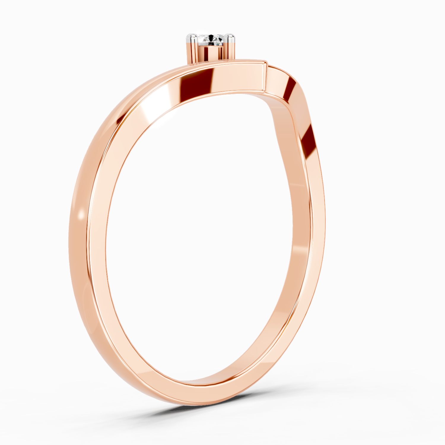 0.07 Ct Round Solitaire Ring | 14K Rose Gold