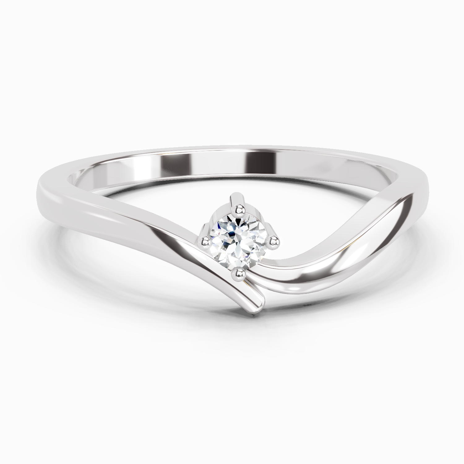 0.07 Ct Round Solitaire Ring | 14K White Gold