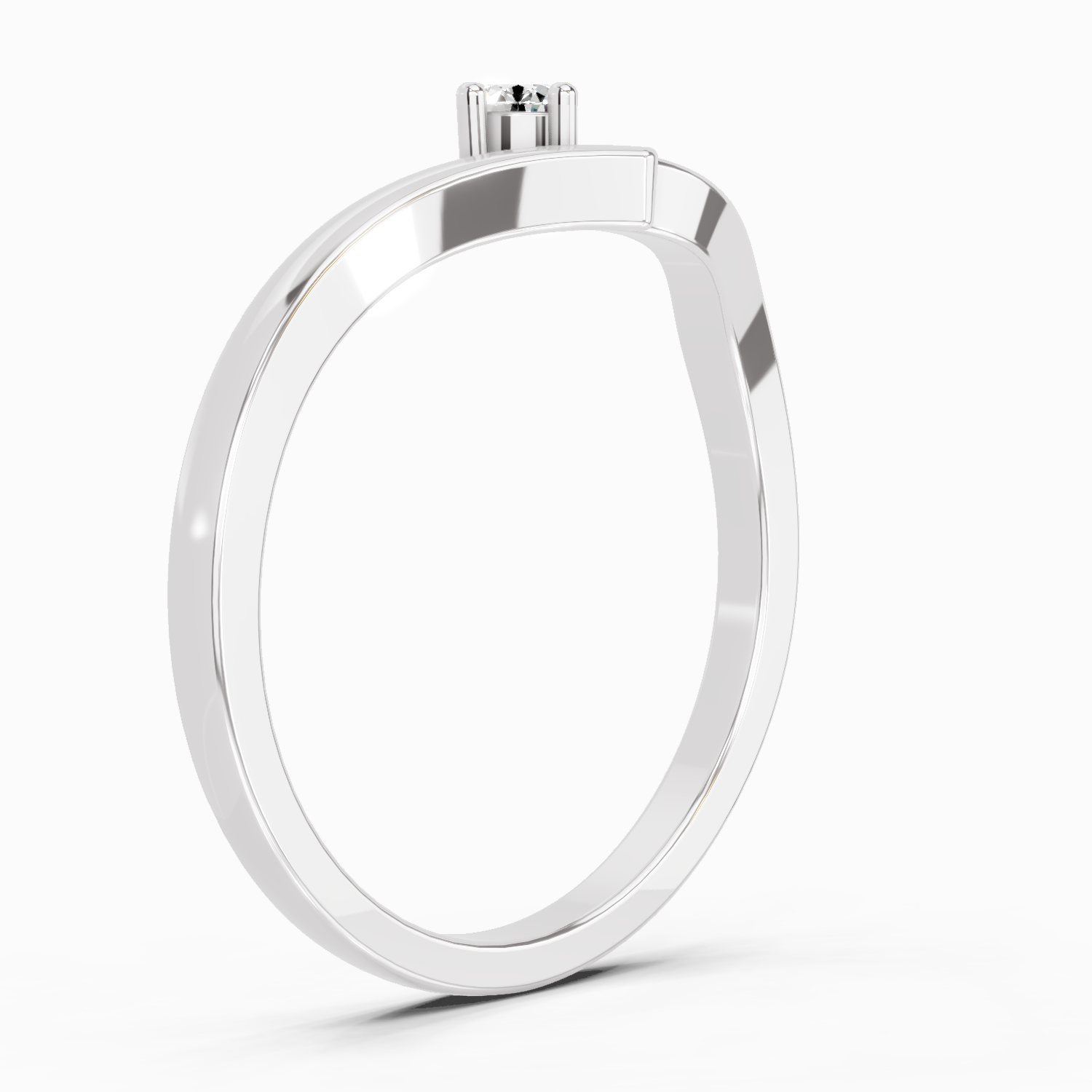 0.07 Ct Round Solitaire Ring | 14K White Gold