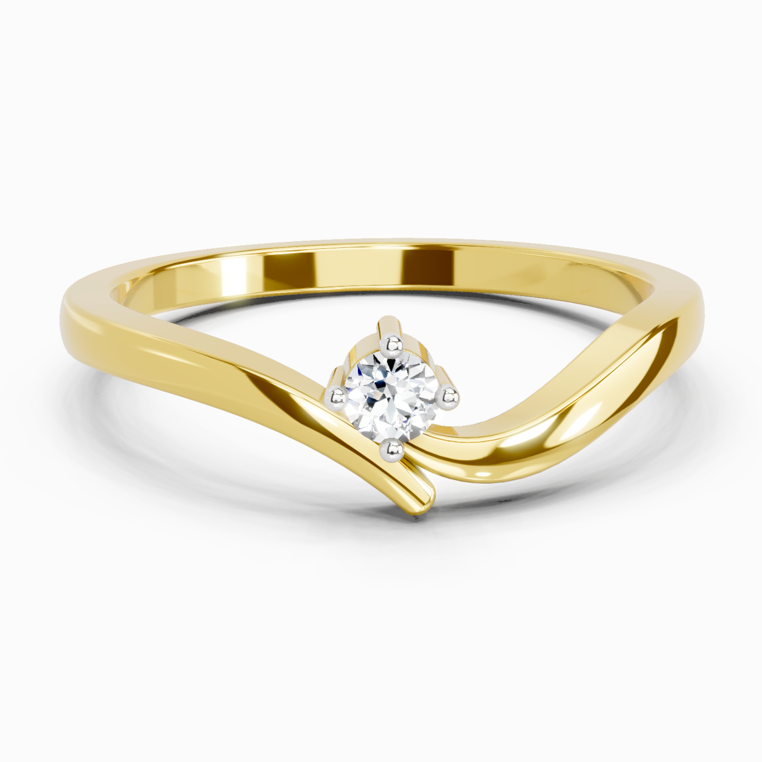 0.07 Ct Round Solitaire Ring | 14K Yellow Gold