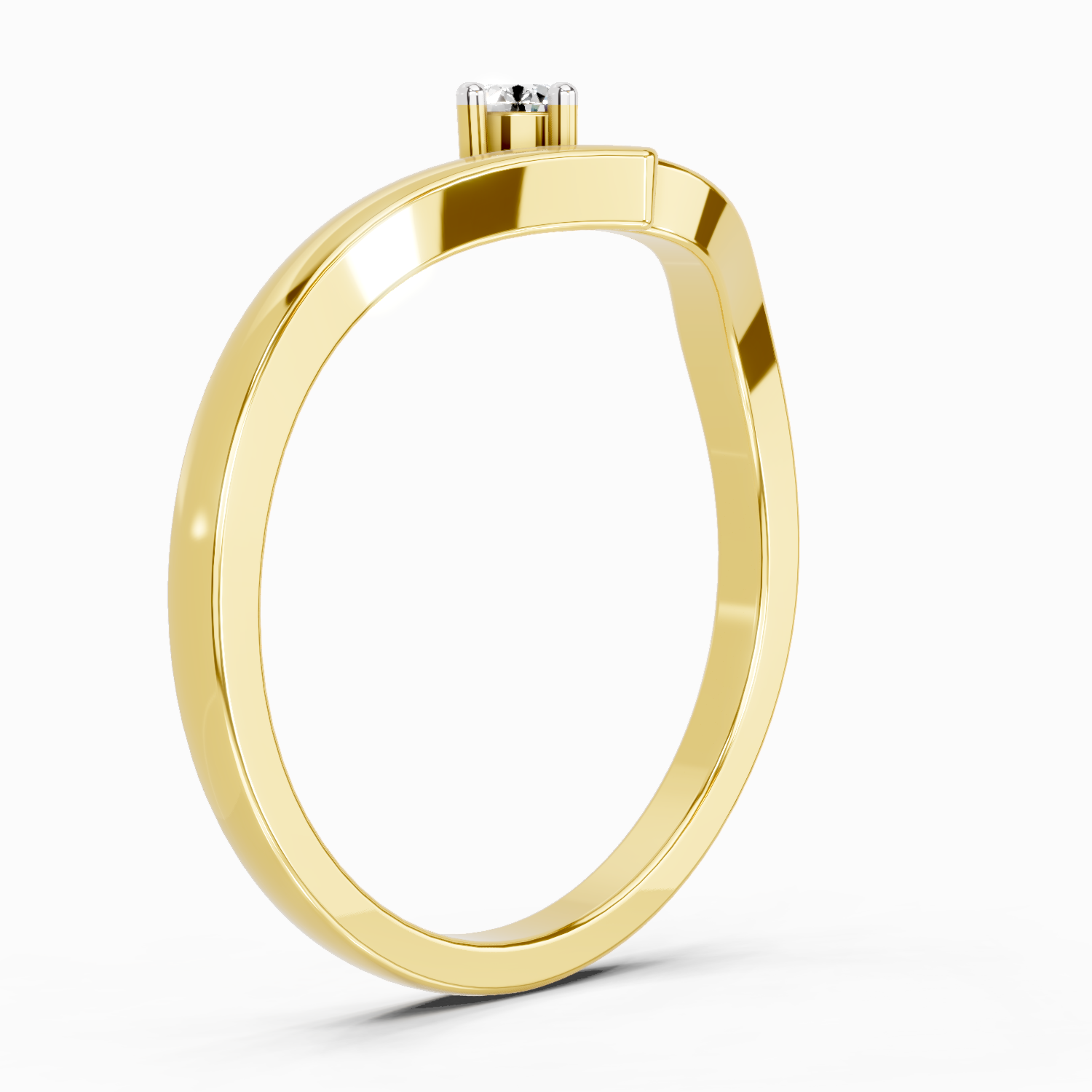 0.07 Ct Round Solitaire Ring | 14K Yellow Gold