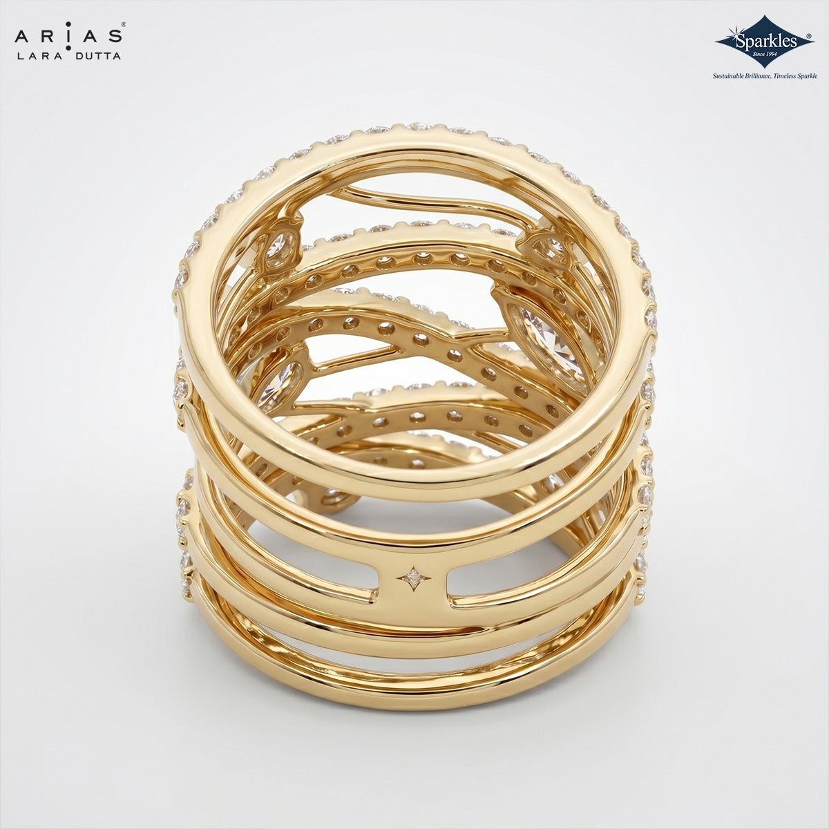 Arias by Lara Dutta Intertwining Multi-Stone Ring