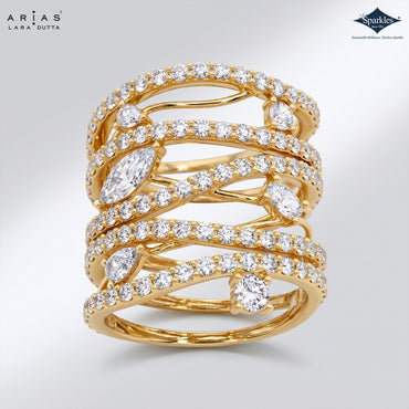 Arias by Lara Dutta Intertwining Multi-Stone Ring