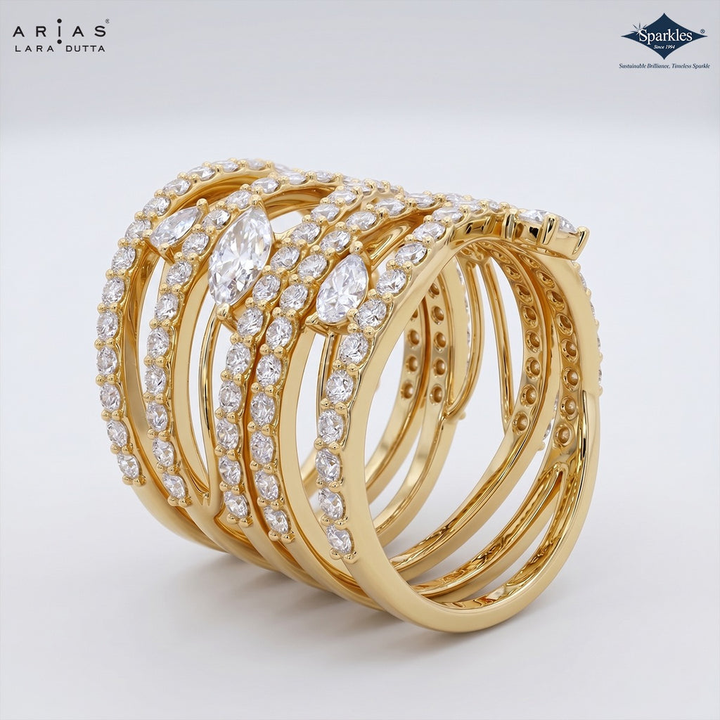 Arias by Lara Dutta Intertwining Multi-Stone Ring