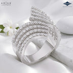 Arias by Lara Dutta Multi-Row Pave Diamond Wave Statement Ring