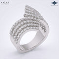 Arias by Lara Dutta Multi-Row Pave Diamond Wave Statement Ring