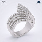 Arias by Lara Dutta Multi-Row Pave Diamond Wave Statement Ring