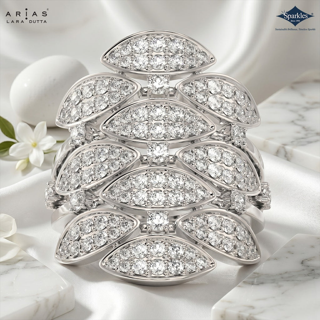 Arias by Lara Dutta Asteria Diamond Leaf Cluster Ring