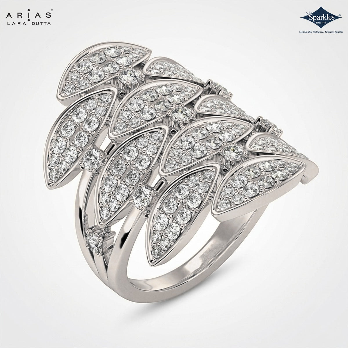 Arias by Lara Dutta Asteria Diamond Leaf Cluster Ring