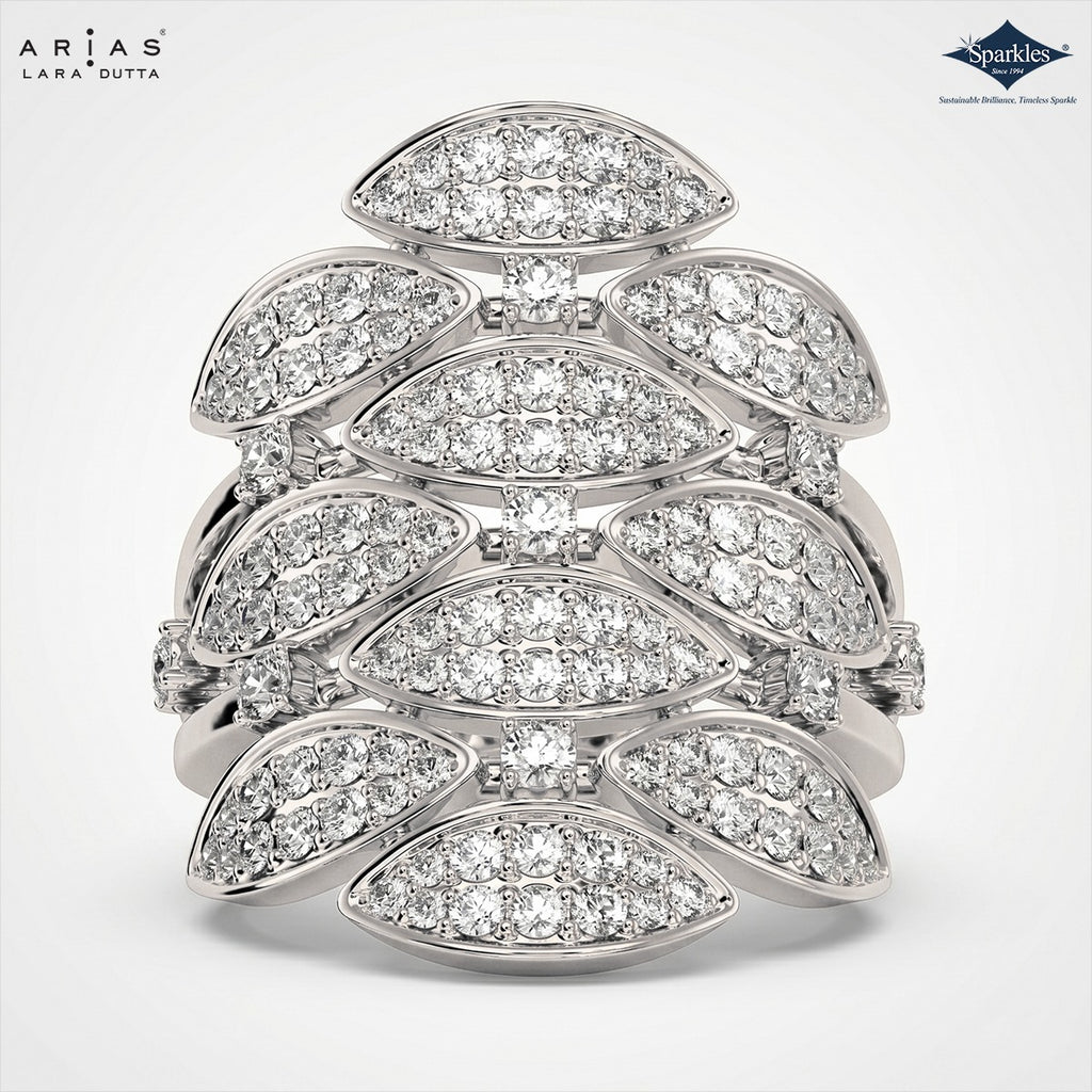 Arias by Lara Dutta Asteria Diamond Leaf Cluster Ring