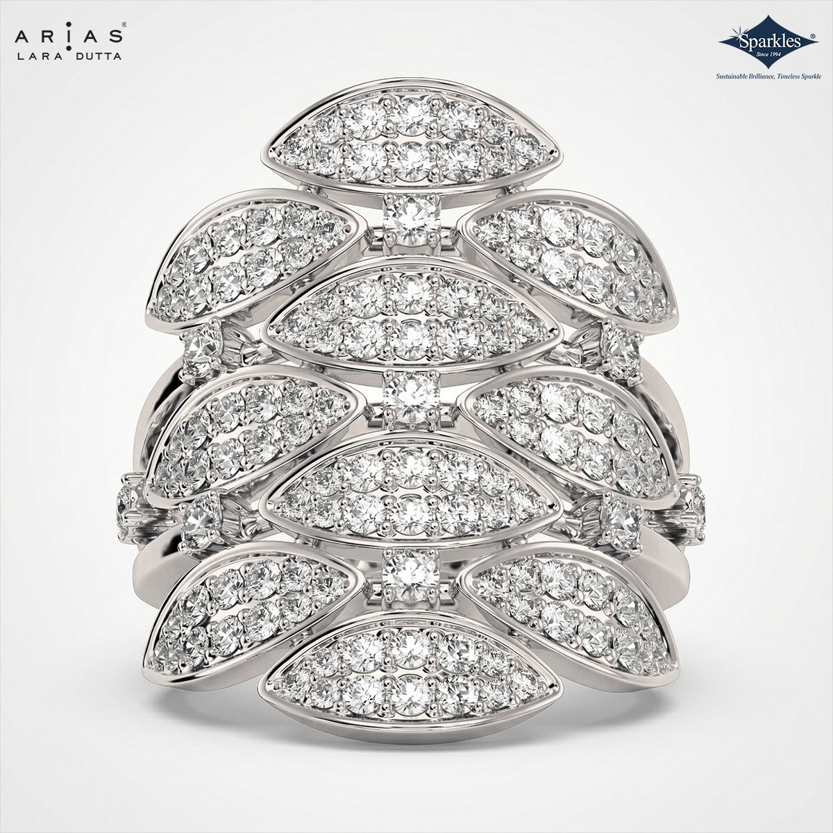 Arias by Lara Dutta Asteria Diamond Leaf Cluster Ring