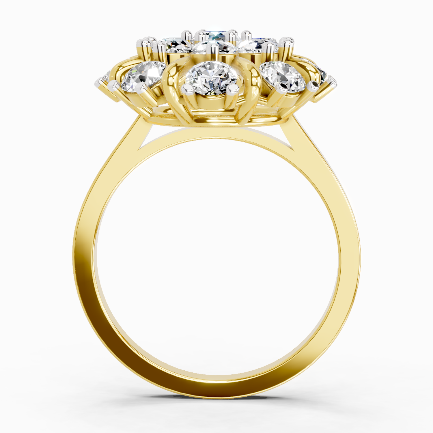 2.36 Ct Round Shape Diamond Cluster Ring | 14K Yellow Gold