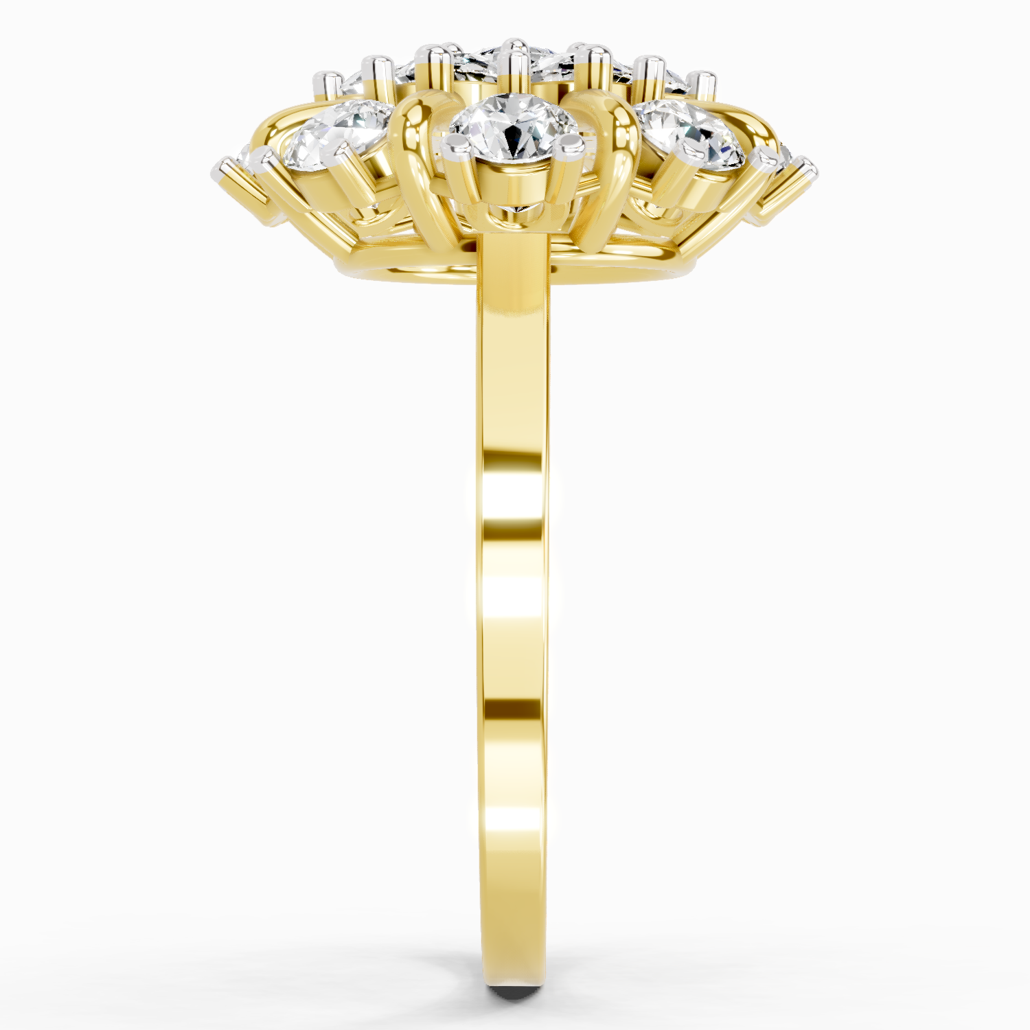 2.36 Ct Round Shape Diamond Cluster Ring | 14K Yellow Gold