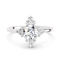 0.70 Ct Round Shape Cluster Diamond Ring | 14K White Gold