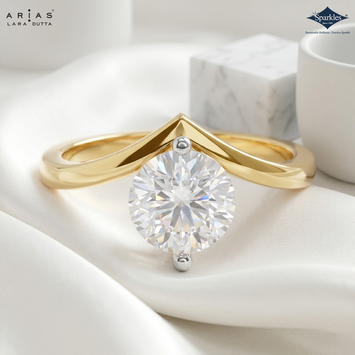 Arias by Lara Dutta Wave Solitaire Ring