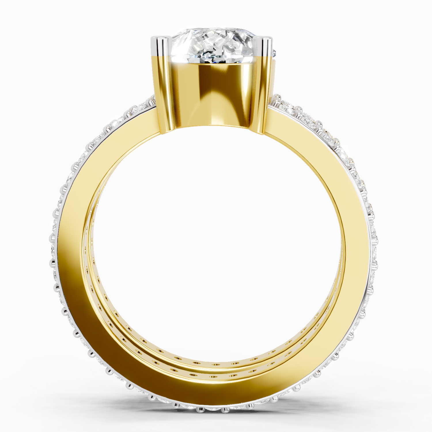 3.98 Ct Pear Shape Diamond Engagement Ring | 14K Yellow Gold