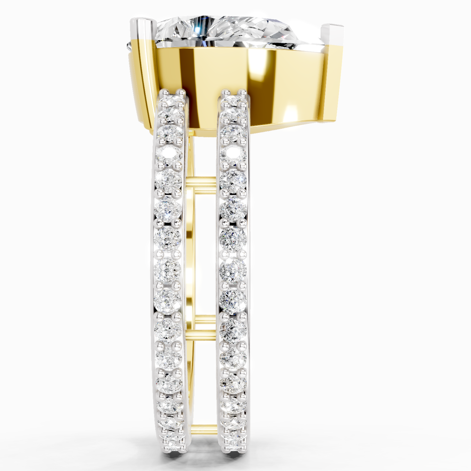 3.98 Ct Pear Shape Diamond Engagement Ring | 14K Yellow Gold