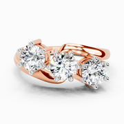 1.14 Ct Round Three Stone Ring | 14K Rose Gold