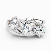 1.14 Ct Round Three Stone Ring | 14K White Gold