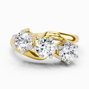 1.14 Ct Round Three Stone Ring | 14K Yellow Gold