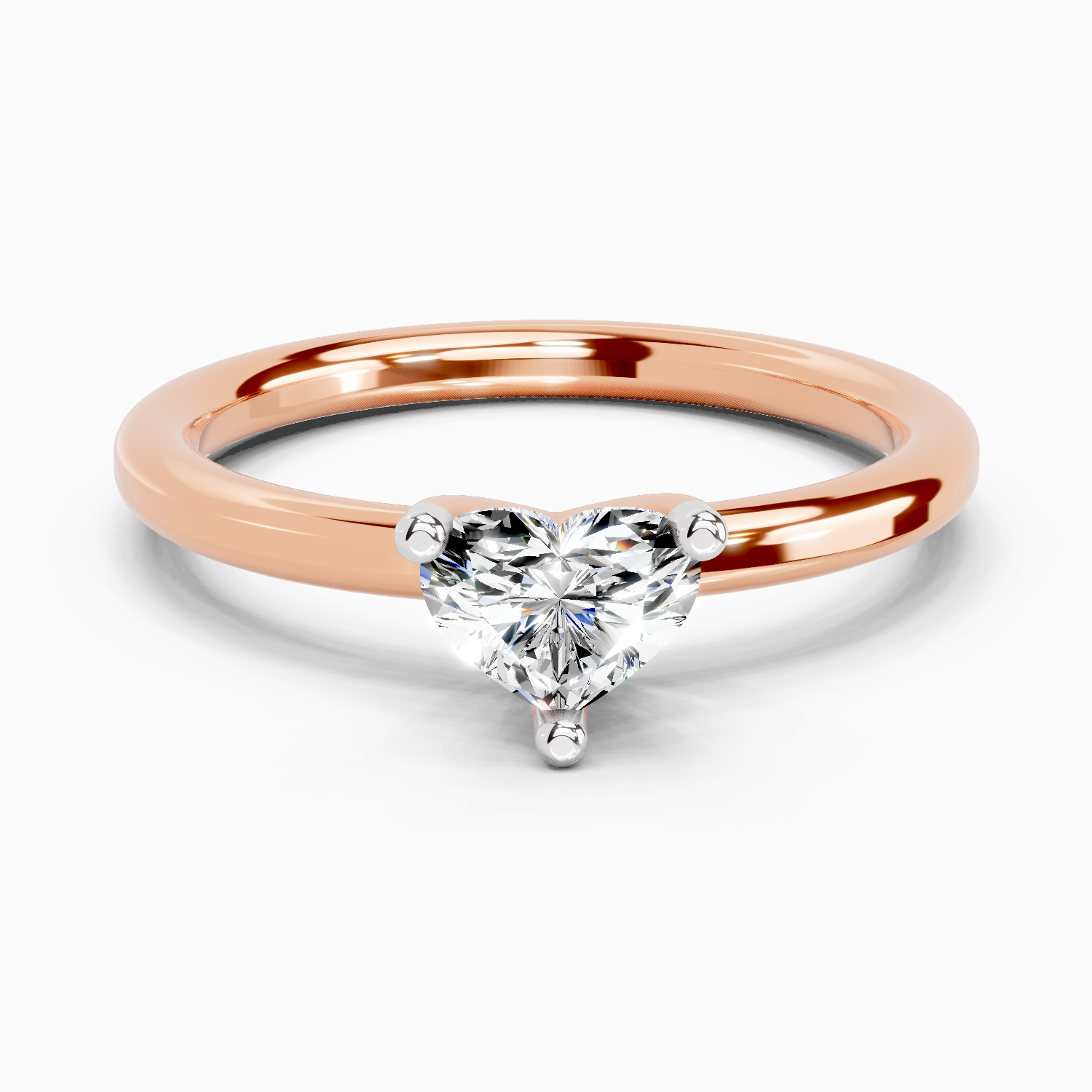 0.23 Ct Heart Solitaire Ring | 14K Rose Gold