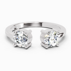 0.76 Ct Round Open Two Stone Ring | 14K White Gold