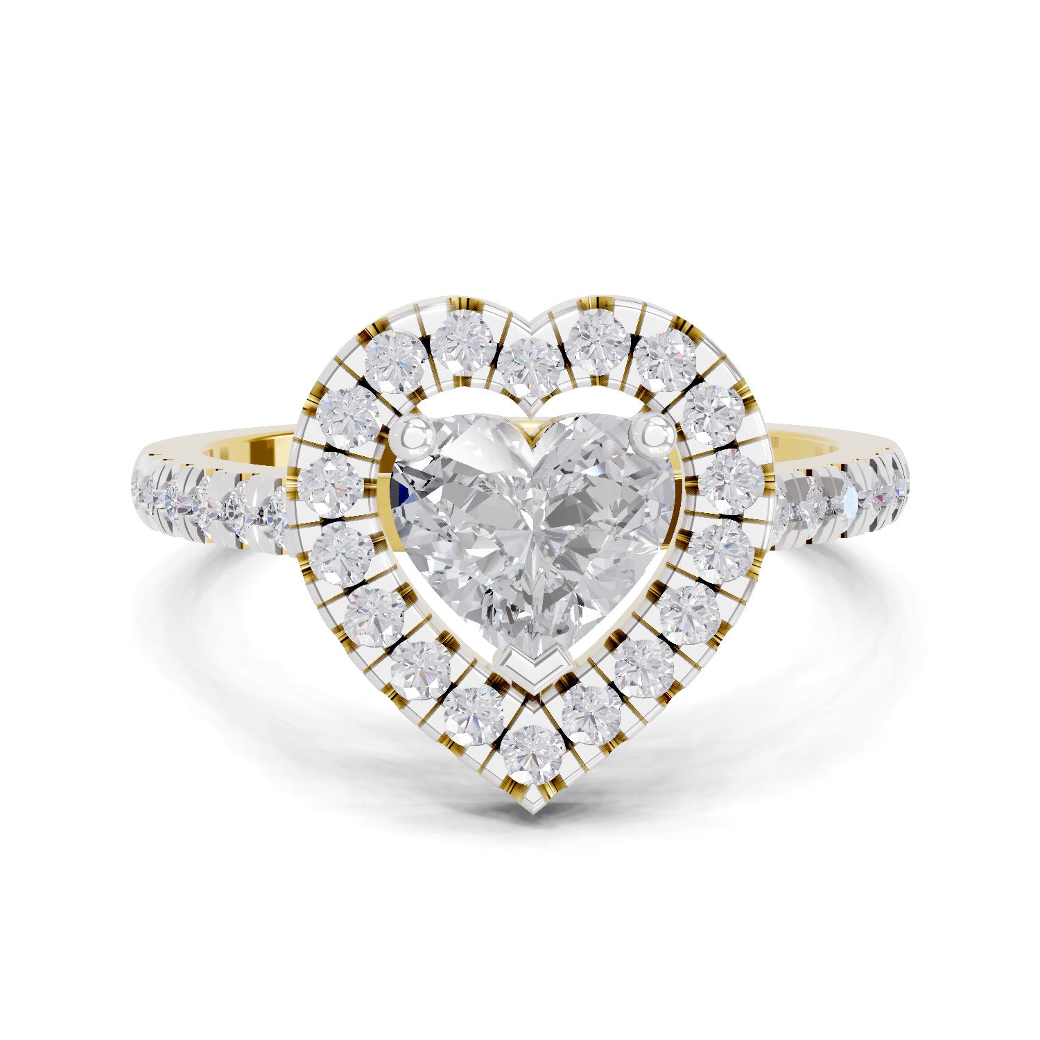 1.54 Carat Heart Shape Halo Engagement Ring | 14K Yellow Gold