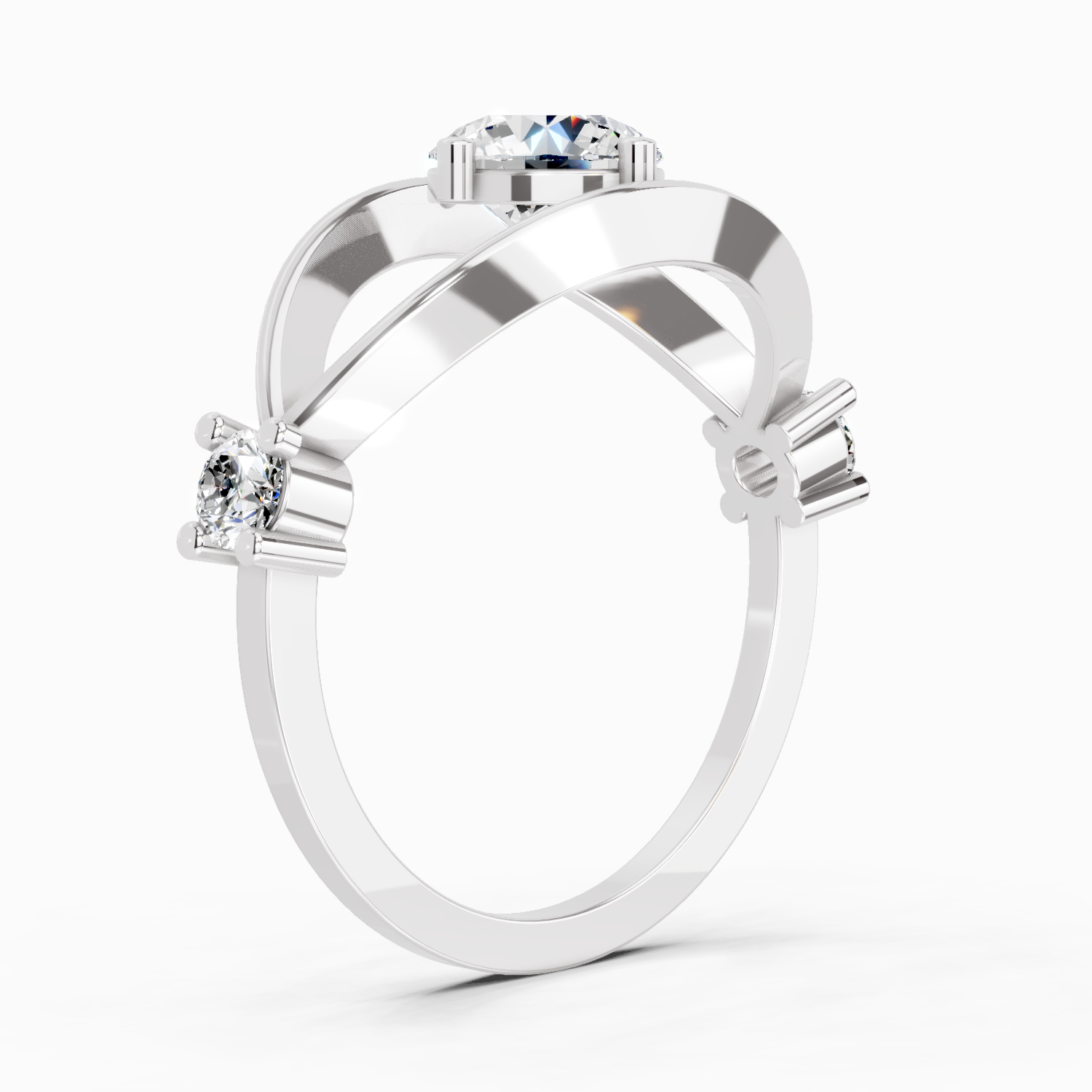 Sparkles Lab Grown Diamond 0.16 Carat Round Shape Evil Eye Solitaire Ring| 14K White Gold