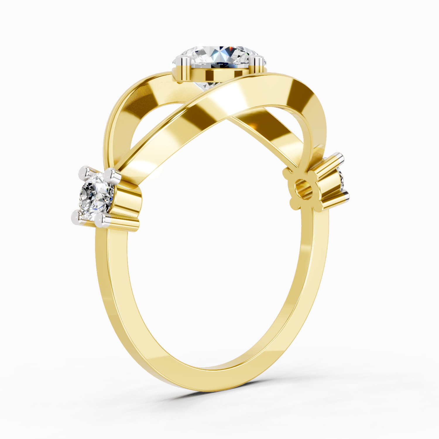 Sparkles Lab Grown Diamond 0.16 Carat Round Shape Evil Eye Solitaire Ring| 14K Yellow Gold