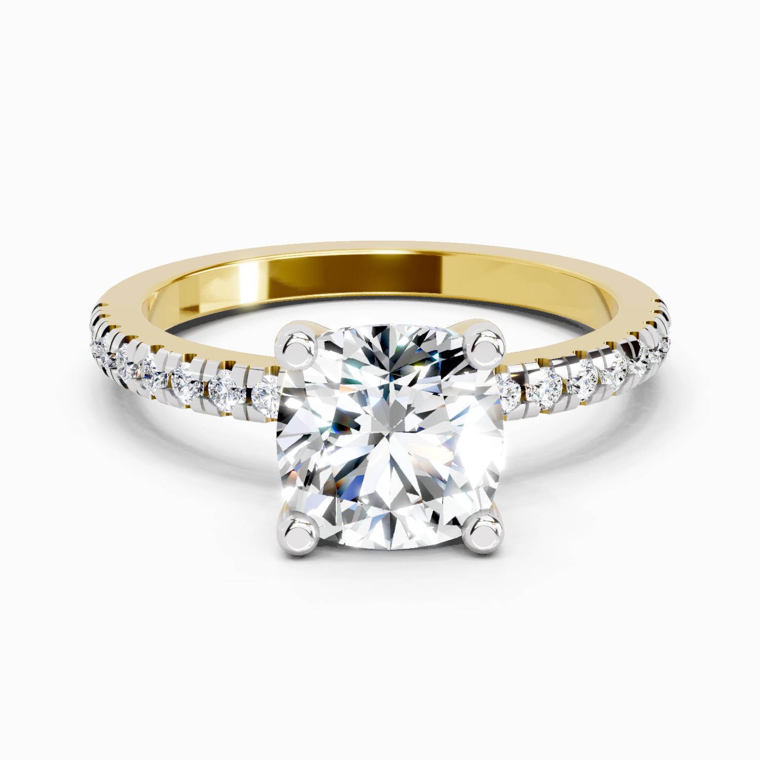 2.22 Ct Cushion Shape Diamond Ring | 14K Yellow Gold