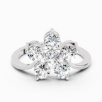 0.81 Ct Round Shape Diamond Flower Ring | 14K White Gold