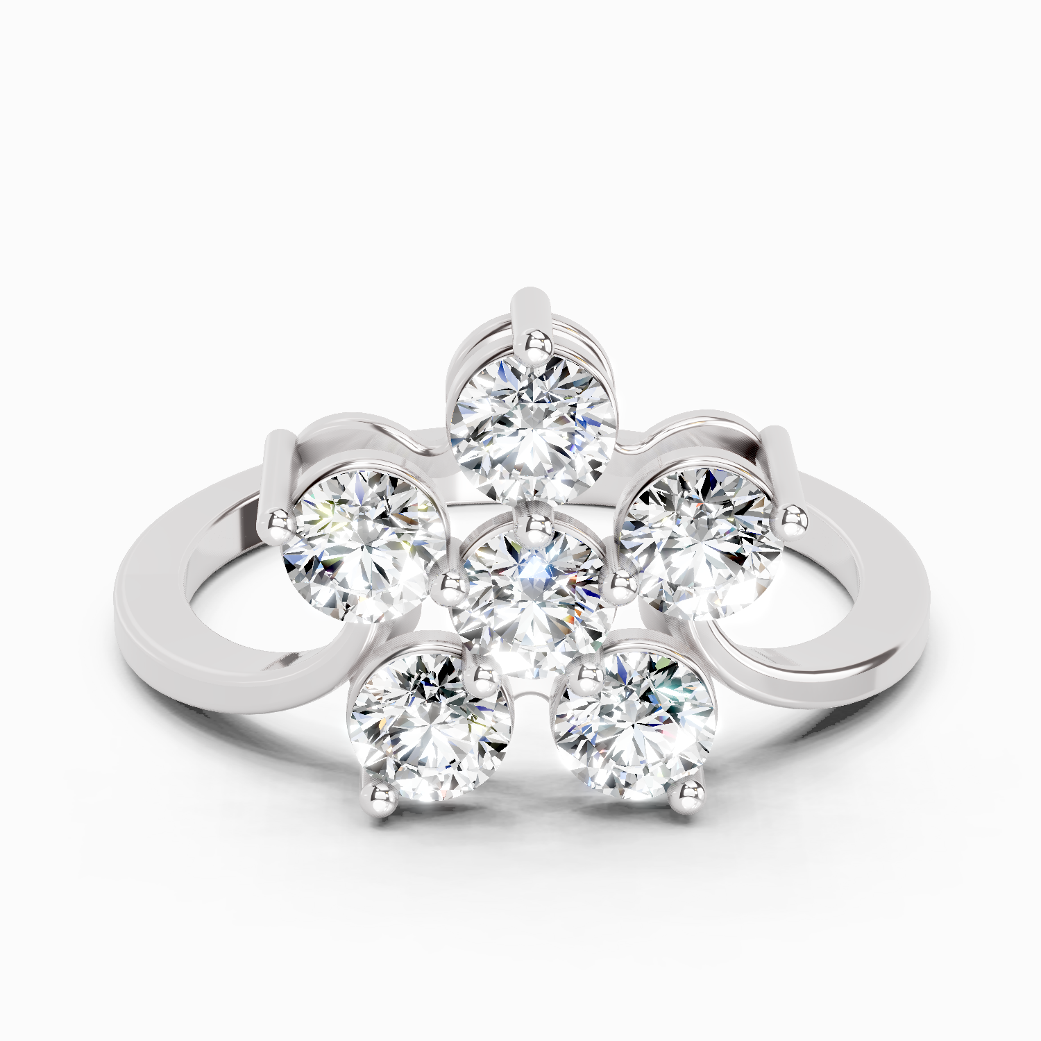 0.81 Ct Round Shape Diamond Flower Ring | 14K White Gold