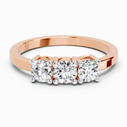 0.62 Ct Round Three Stone Ring | 14K Rose Gold